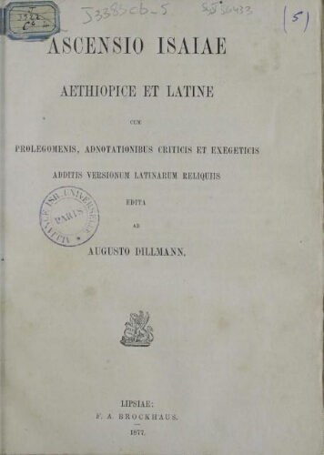 Ascensio Isaiae Aethiopice et Latine